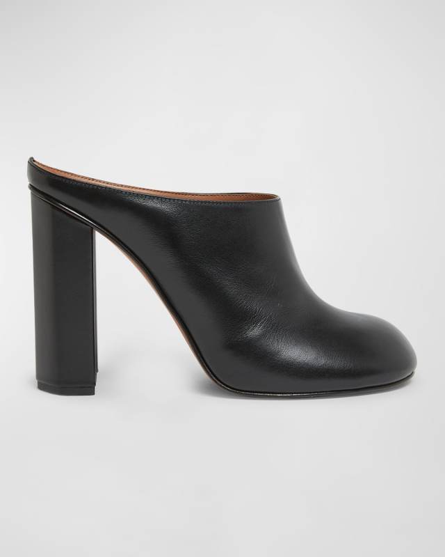 Leather Block-Heel Mules